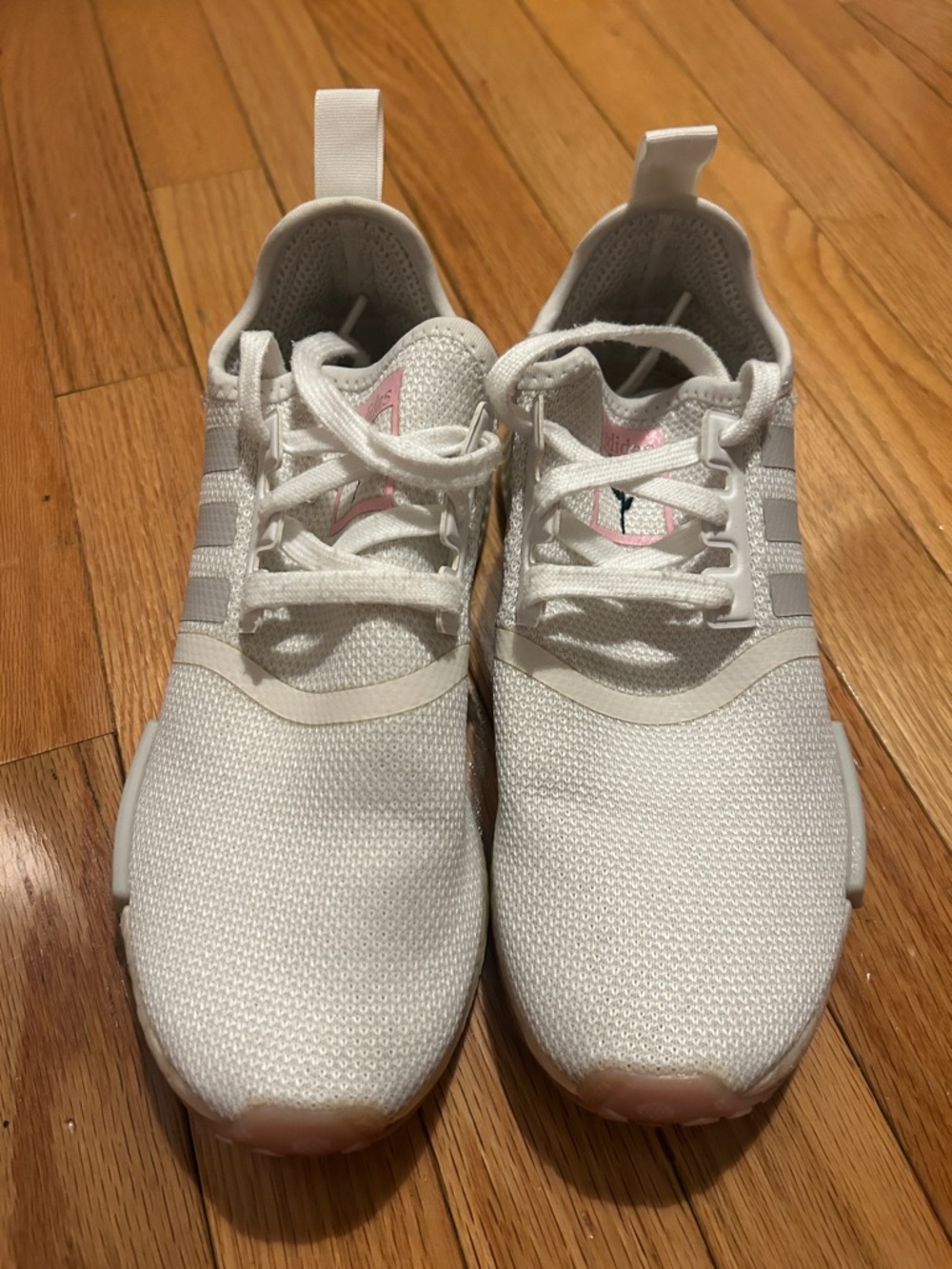 adidas White Sneakers with Pink Floral Heel Tabs